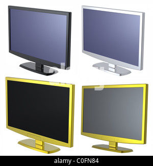 Ensemble d'une télévision à écran LCD Monitor sur fond blanc. Banque D'Images