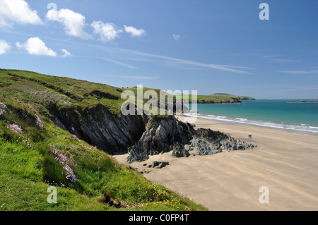 Plage et côte au Whitesands Bay, Pembrokeshire, Pays de Galles, Royaume-Uni Banque D'Images