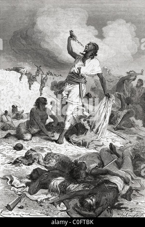 Tewodros II se suicide. Tewodros II, baptisé Theodore II c. 1818 à 1868. Empereur d'Ethiopie. Banque D'Images