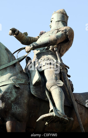 Edward Black Prince sculpture de bronze sur l'Place de la ville Leeds Yorkshire UK Banque D'Images