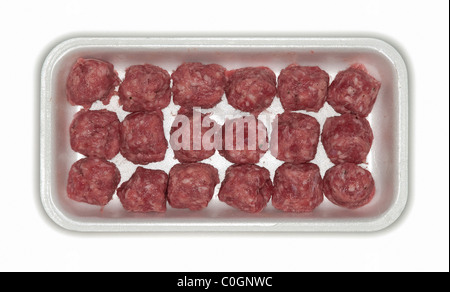 Boulettes de viande fraîche faite à partir de la viande de porc découpe bac Banque D'Images
