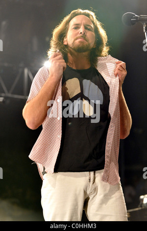 Eddie Vedder Pearl Jam live en concert au Madison Square Garden de New York, USA - 24.06.08 Banque D'Images