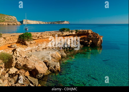 Cala Conta, Ibiza, Baléares, Espagne Banque D'Images