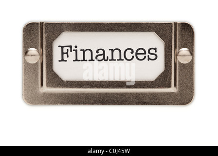 Finances publiques Classeur Label isolé sur un fond blanc. Banque D'Images