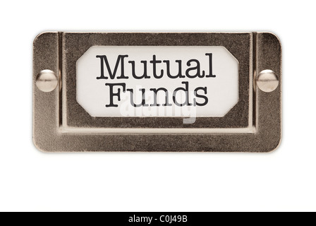 Les fonds communs de placement d'étiquettes Classeur isolé sur un fond blanc. Banque D'Images