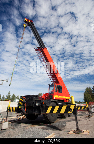 Lokomo ( MS 335 N ) chariot-grue mobile tout-terrain sur chantier , Finlande Banque D'Images