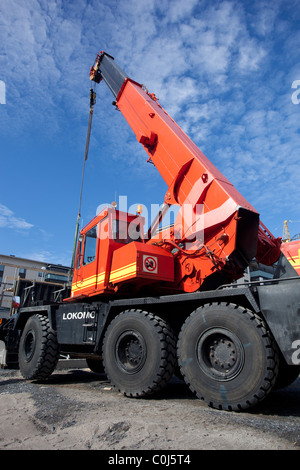 Automoteur Lokomo ( MS 335 N ?? ) Grue flèche avec pneus , Finlande Banque D'Images