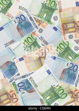 Arrière-plan de vingt, cinquante et cent billets Banque D'Images