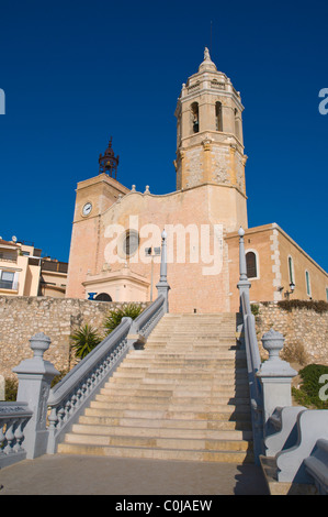 San Bartomeu i Santa Tecla église à Placa Catalunya square des Baluard Sitges Espagne Europe Banque D'Images