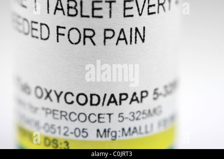 Prescription pain killer, l'oxycodone Perocet Banque D'Images