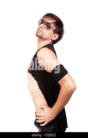 Danseuse de flamenco jeune homme isolé sur fond awhite Banque D'Images