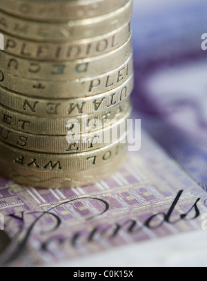 Livre sterling vingt et une pièces livre sont mis en place pour une photo Banque D'Images