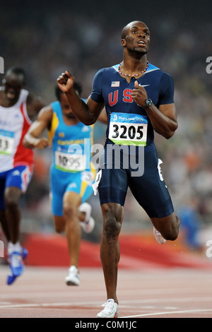 LaShawn Merritt des États-Unis remporte l'or tournant 43,75 secondes au 400m finale dans le stade national. Beijing, Banque D'Images