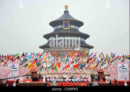 La flamme des Jeux Paralympiques de Beijing 2008 et le relais d'éclairage cérémonie tenue au Temple du Ciel à Pékin .le relais de la flamme Banque D'Images
