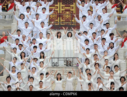 La flamme des Jeux Paralympiques de Beijing 2008 et le relais d'éclairage cérémonie tenue au Temple du Ciel à Pékin .le relais de la flamme Banque D'Images