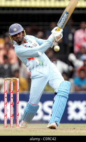 Harbhajan Singh l'Inde contre l'Angleterre 2008-2009 - Deuxième série de cricket un jour à l'International Trust Usharaje Maharani Banque D'Images