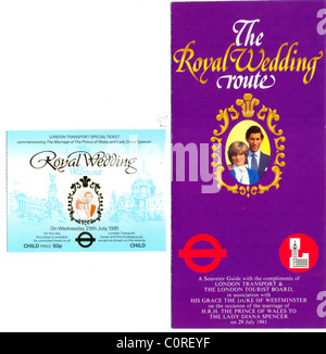 London Transport Informations de voyage pour le Mariage Royal 1981 Banque D'Images