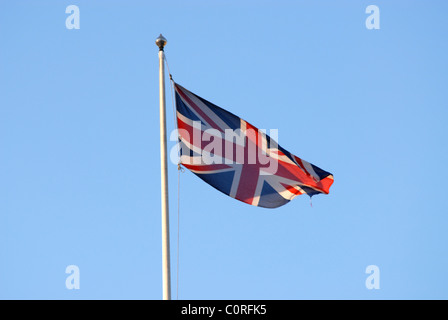 Union Jack sur le drapeau pole Barkers extérieure Sheffield Banque D'Images