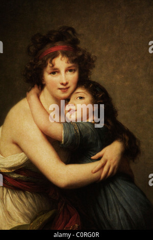 Peinture de Self Portrait with Daughter par Louise Elisabeth Vigee Le Brun dans un musée, Musée du Louvre, Paris, France Banque D'Images