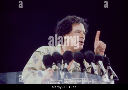 Président libyen Mouammar Gaddhafi au cours des célébrations marquant son 20e anniversaire au pouvoir. Banque D'Images