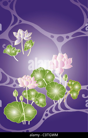 CG de la peinture japonaise, fleur de lotus Banque D'Images