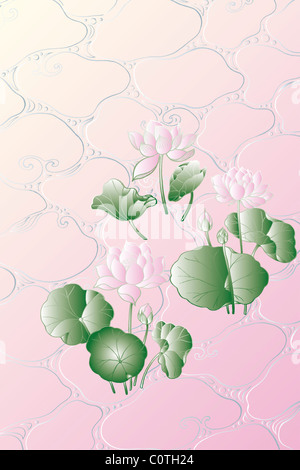 CG de la peinture japonaise, fleur de lotus Banque D'Images