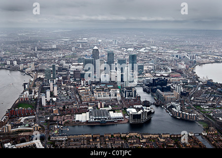 Vue aérienne de la Canary Wharf Estate à Londres, Grand Londres Banque D'Images