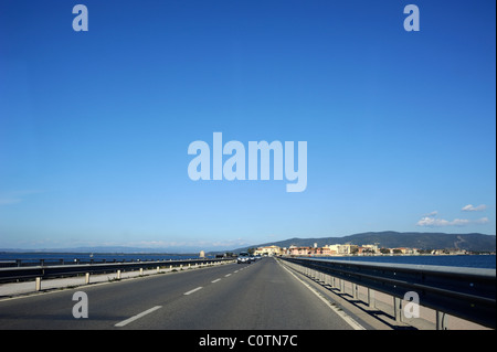 Italie, Toscane, Argentario, Orbetello, route Banque D'Images