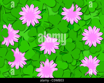 Coupe Papier Shamrock Background Illustration fleurs de trèfle Banque D'Images