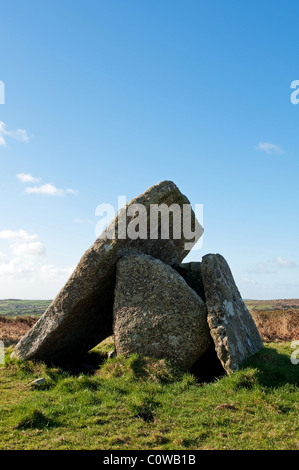 ' Mulfra quoit ' une ancienne chambre funéraire pagen à West Cornwall, UK Banque D'Images