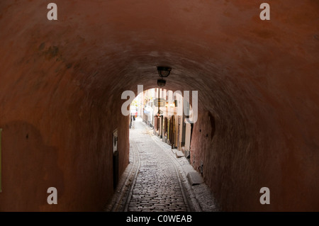 Ruelles étroites fenêtres cintrées de la vieille ville, Stockholm Suède . Banque D'Images