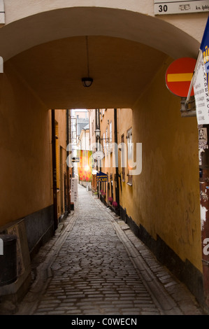 Scène de rue à Gamla Stan, la Suède. Banque D'Images