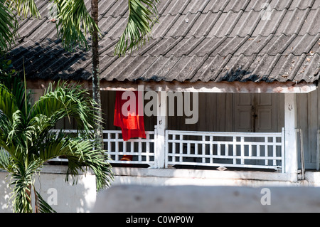 Logement des moines, Wat Aham, Luang Prabang, Laos Banque D'Images