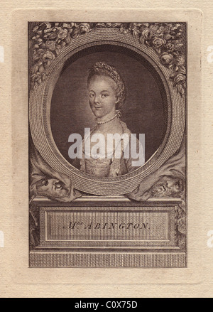 Mme Frances Abington (1737-1815), actrice anglaise qui a exécuté de Drury Lane et Covent Garden. Banque D'Images
