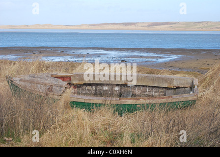 Bateau à rames shipwreched à aberlady bay, East Lothian Banque D'Images