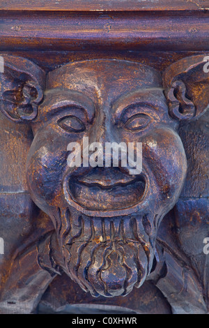 Les sculptures en bois dans la salle de banquet à l'intérieur de la Guildhall, Boston Banque D'Images