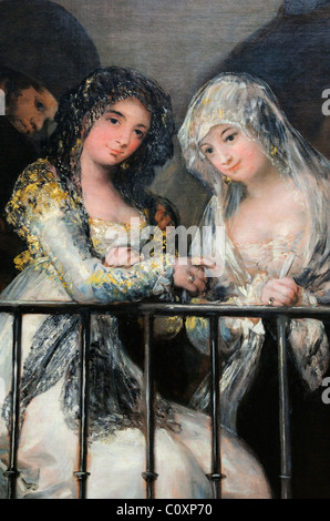 Détail : Majas sur un balcon, attribué à Francisco de Goya y Lucientes, espagnol, 76 3/4 x 49 1/2'' 1949 x 125 7cm, Metropolita Banque D'Images