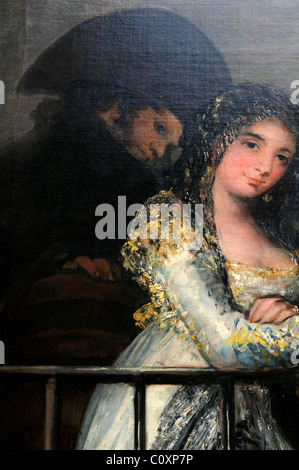 Détail : Majas sur un balcon, attribué à Francisco de Goya y Lucientes, espagnol, 76 3/4 x 49 1/2'' 1949 x 125 7cm, Metropolita Banque D'Images