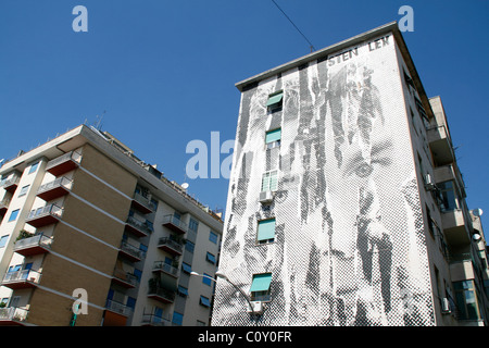 Francesco Totti art moderne murale sur la construction de garbatella, à rome Banque D'Images