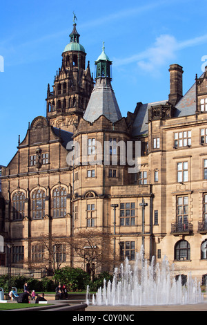 Hôtel de ville de Sheffield et Goodwin Fontaine Banque D'Images