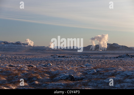 Il Hellisheidi Geo thermique d'Hengill situé au sud-ouest de l'Islande. Banque D'Images