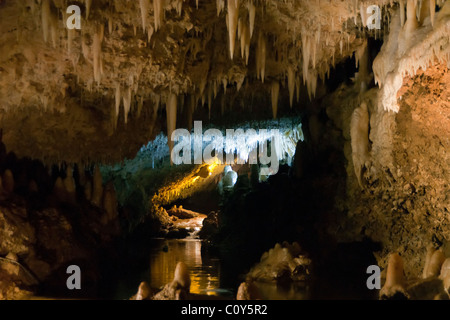 Formations calcaires dans Harrison's Cave, la Barbade Banque D'Images