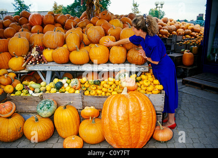 Français-Canada, français-canada femme, femme, femme, le vendeur, le marché Atwater, Montréal, Québec, Canada Banque D'Images