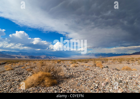 Les nuages de tempête approchant la Cottonwood montagnes de la Panamint range (à gauche) et le Grapevine Mountains de l'Amargosa Range Death Valley USA Banque D'Images