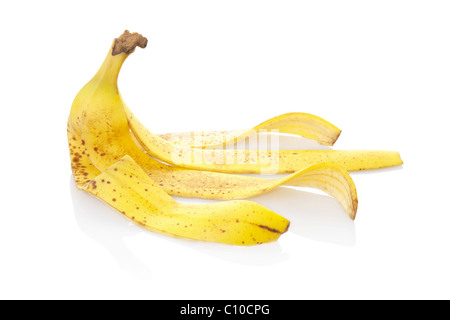 Pelure de banane isolated on white Banque D'Images