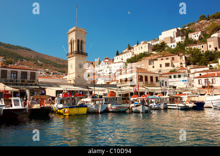 Le port historique d'Hydra, Grec Iles Saroniques Banque D'Images