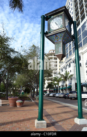 Centre-ville de Sarasota un dimanche Banque D'Images