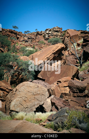 Des pictogrammes, des pétroglyphes, art rupestre, Twyfelfontein, Damaraland, Namibie, Afrique Banque D'Images