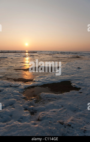 Les vasières de glace, l'UNESCO Site du patrimoine naturel mondial, Schleswig-Holstein mer des Wadden Parc National, Mer du Nord, de Frise du Nord Banque D'Images