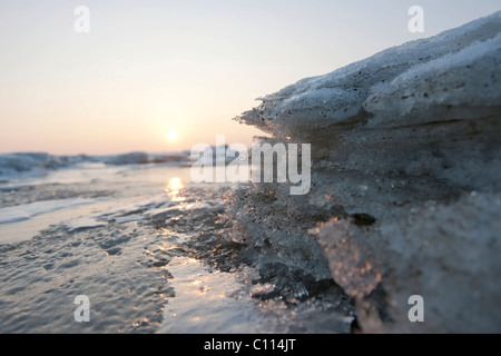 Les vasières de glace, l'UNESCO Site du patrimoine naturel mondial, Schleswig-Holstein mer des Wadden Parc National, Mer du Nord, de Frise du Nord Banque D'Images